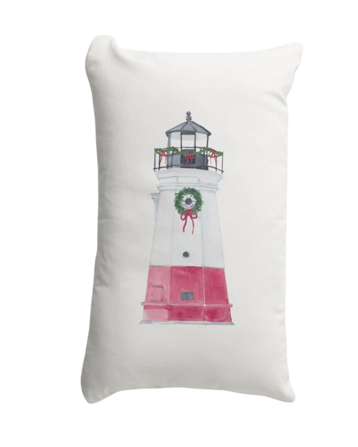 Holiday Vermilion Lighthouse Pillow