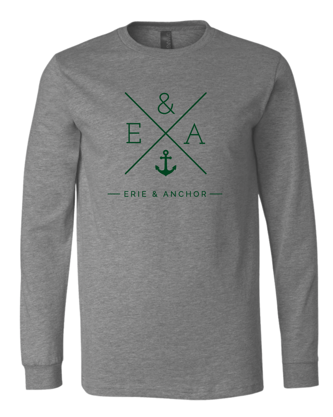 Unisex Crosswinds Long Sleeve Tee - Gray/Hunter Green