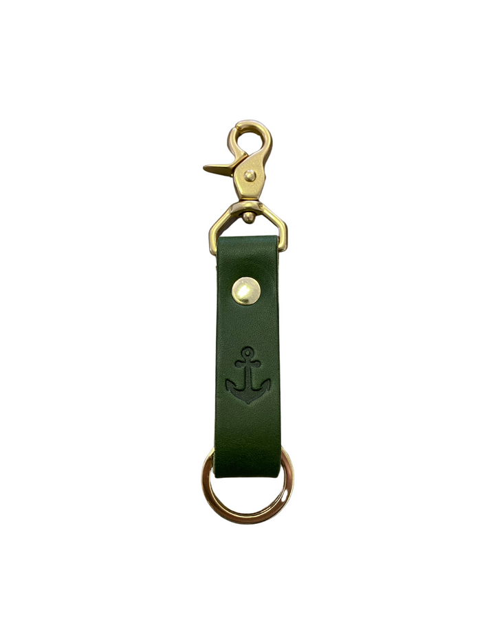 Anchor Leather Keychain- Forest Green