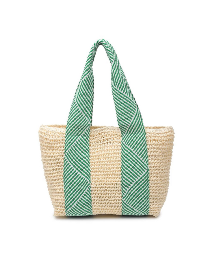 Straw Beach Summer Tote- Green