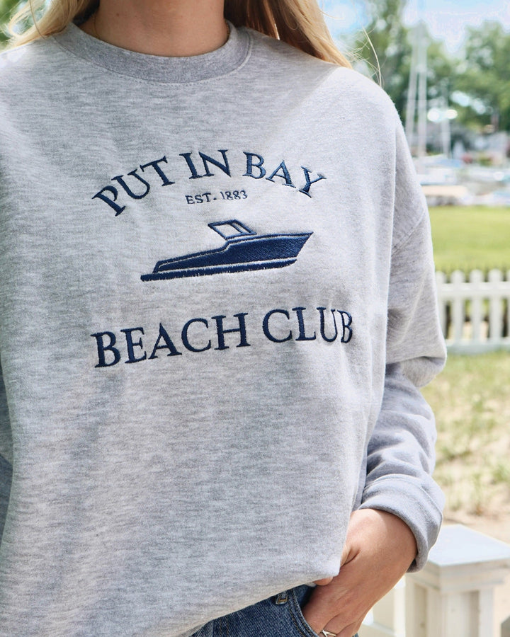 Unisex Put-In-Bay Beach Club Crewneck- Gray