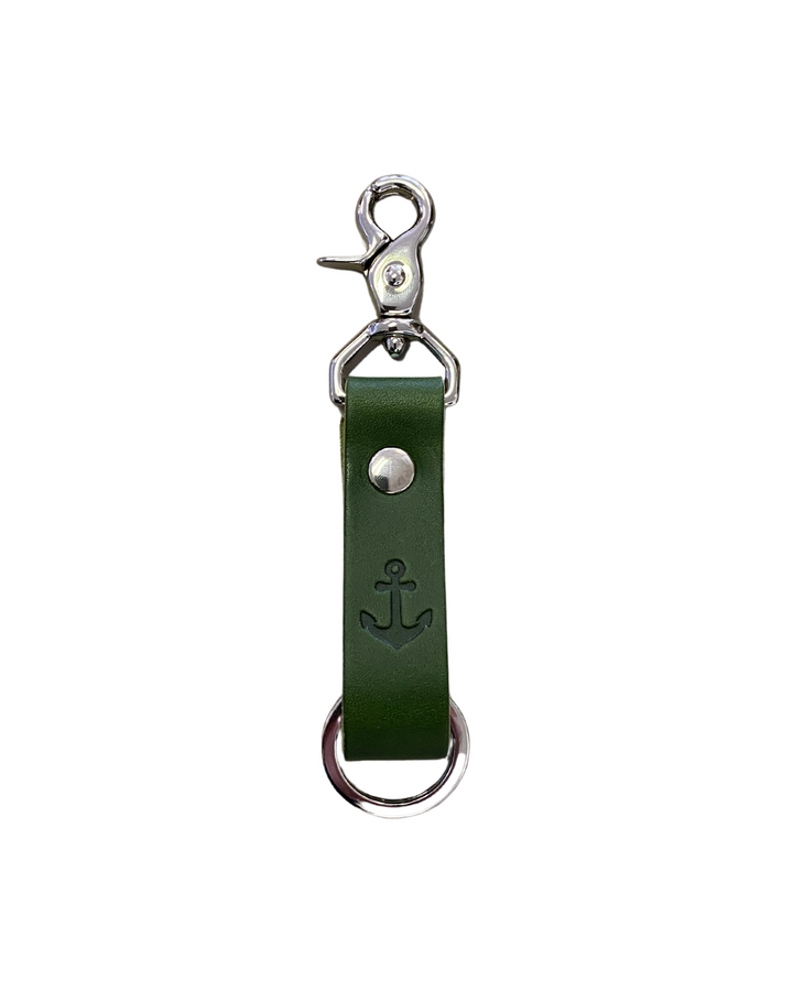 Anchor Leather Keychain- Forest Green