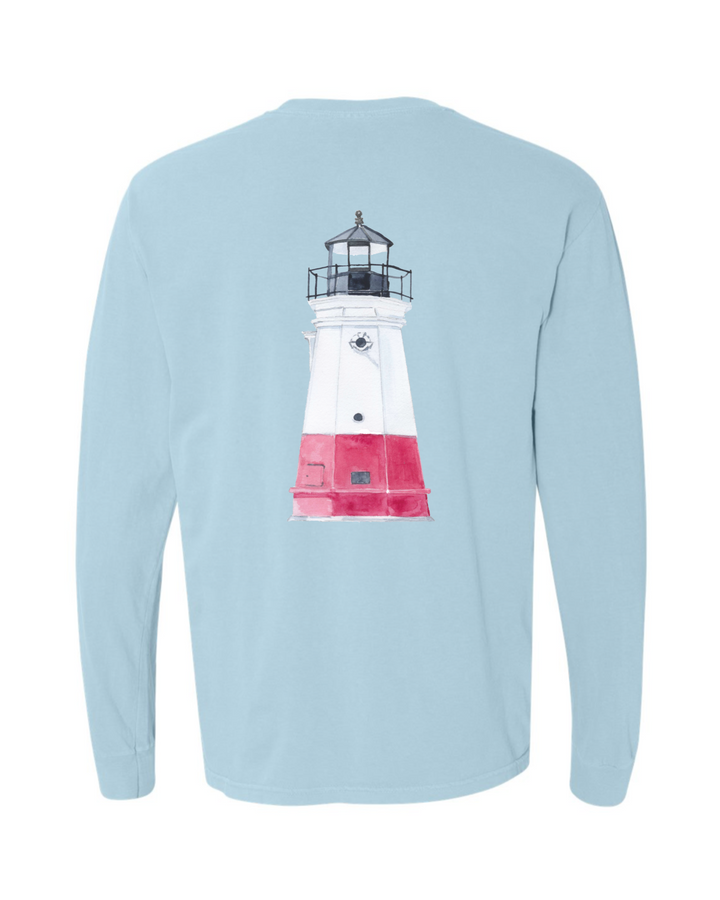 Unisex Vermilion Lighthouse Long Sleeve Tee-Light Blue