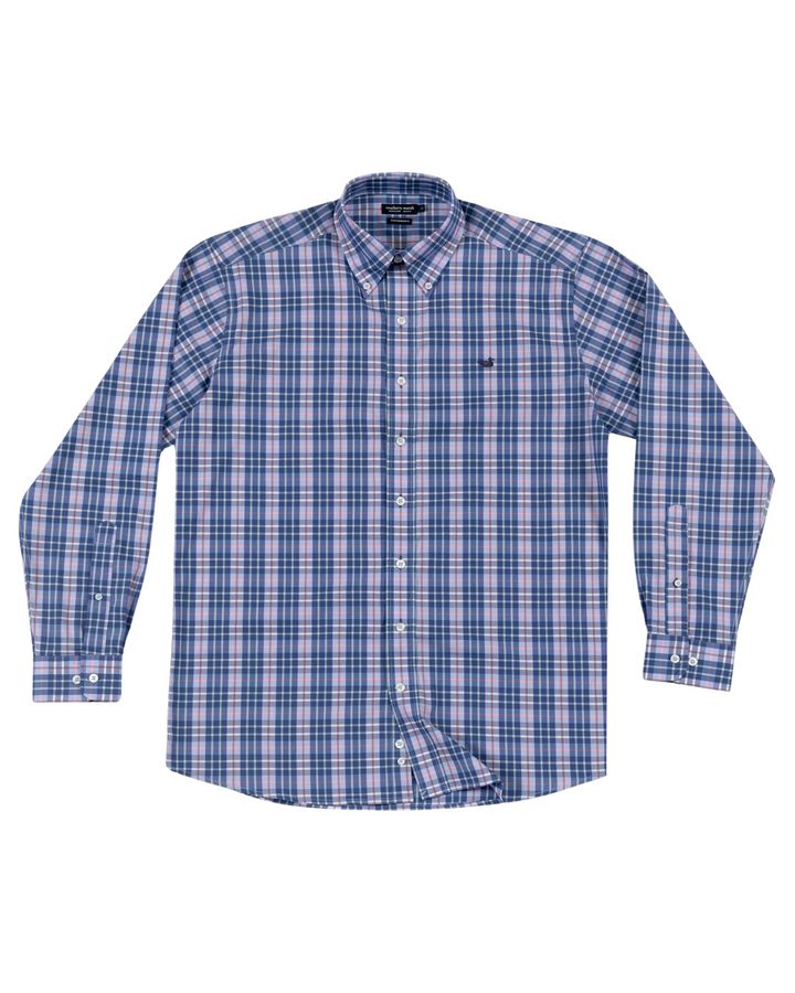 FINAL SALE Bluefish Plaid Dress Shirt- Light Blue