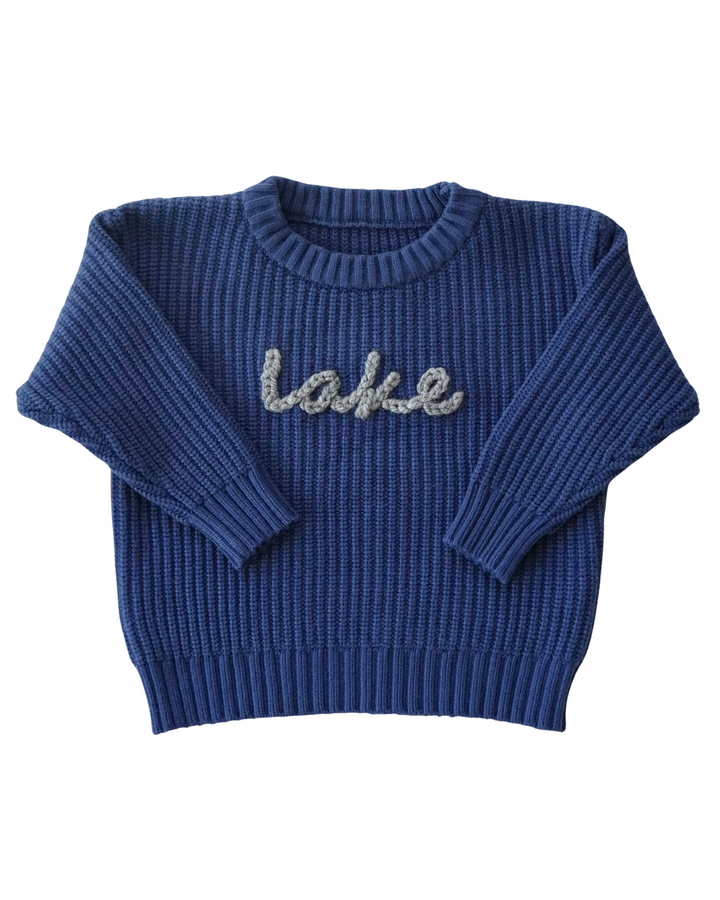 Youth Chunky Knit Lake Sweater- Cobalt Blue