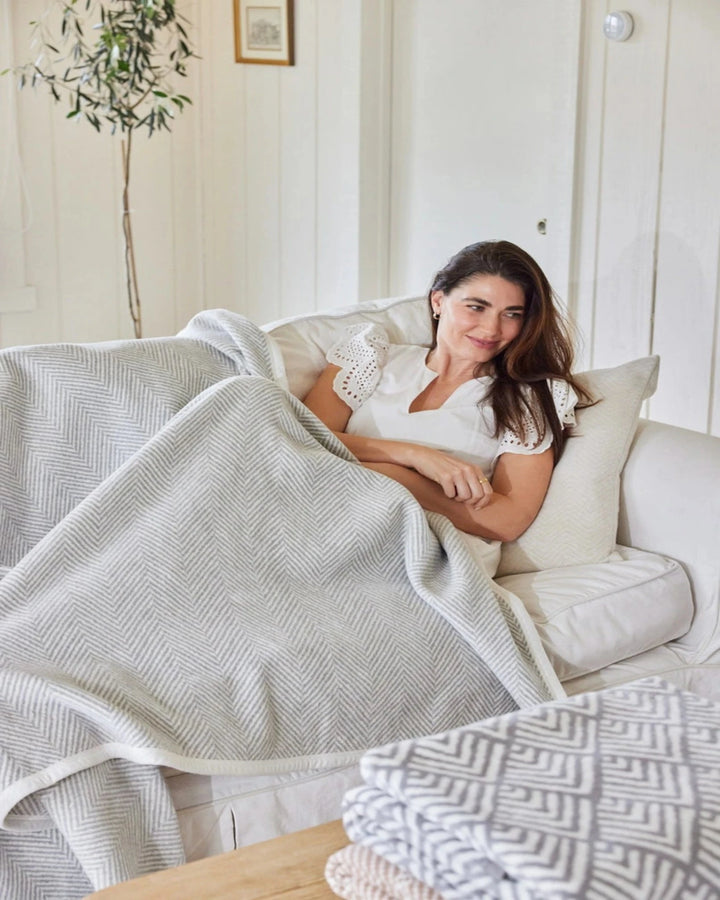 ChappyWrap Family-Size Blanket- Harborview Hertingbone Light Grey