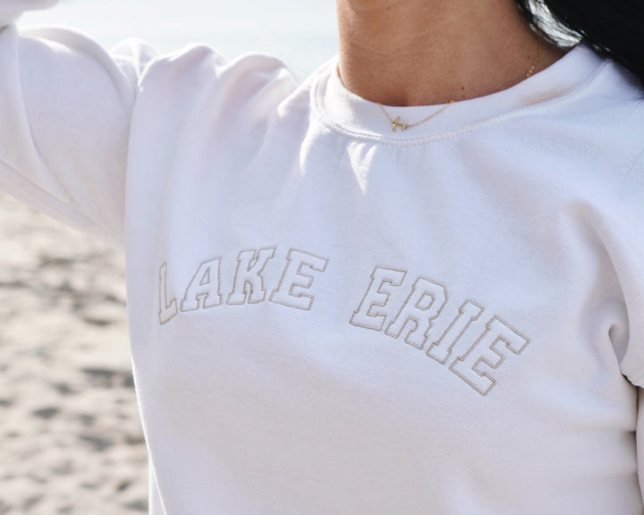 FINAL SALE Unisex Embroidered Lake Erie Crew- White