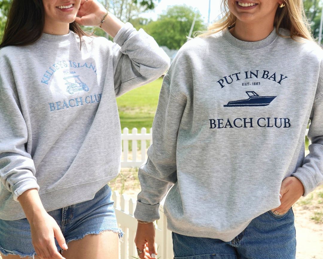 Unisex Kelleys Island Beach Club Crewneck- Gray