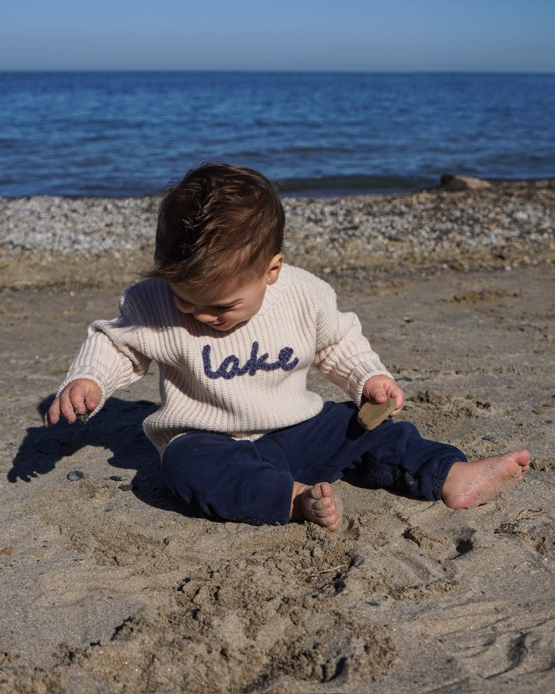 Youth Chunky Knit Lake Sweater- Beige