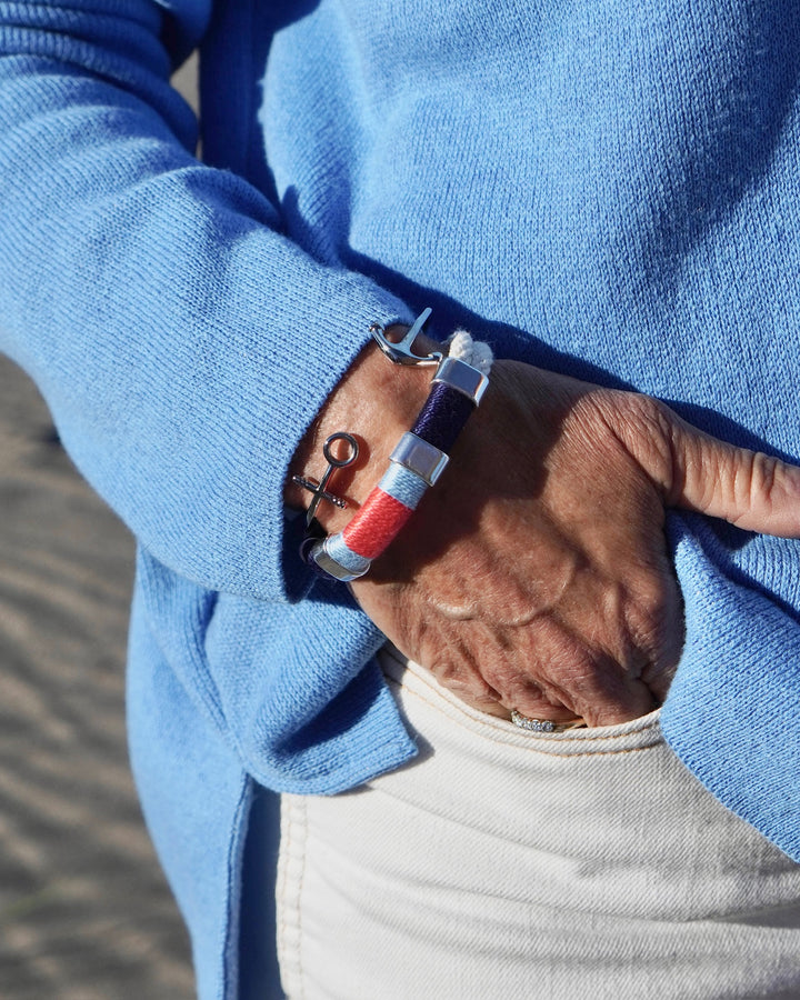 Newbury Bracelet- Navy/Coral/Silver