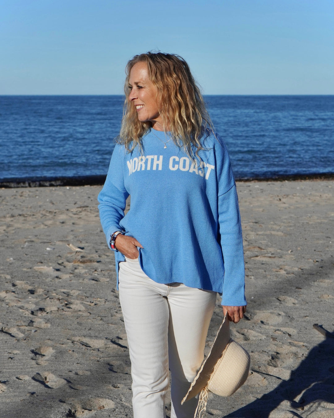 Women’s North Coast Sweater- Cornflower Blue/Ivory