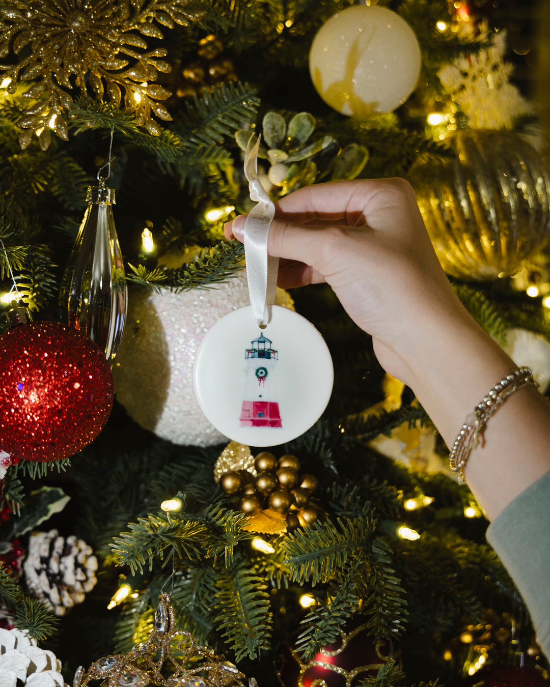 Holiday Vermilion Lighthouse Ornament