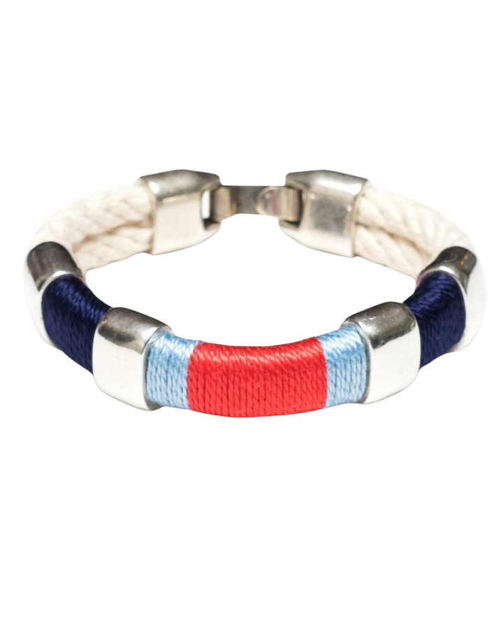 Newbury Bracelet- Navy/Coral/Silver