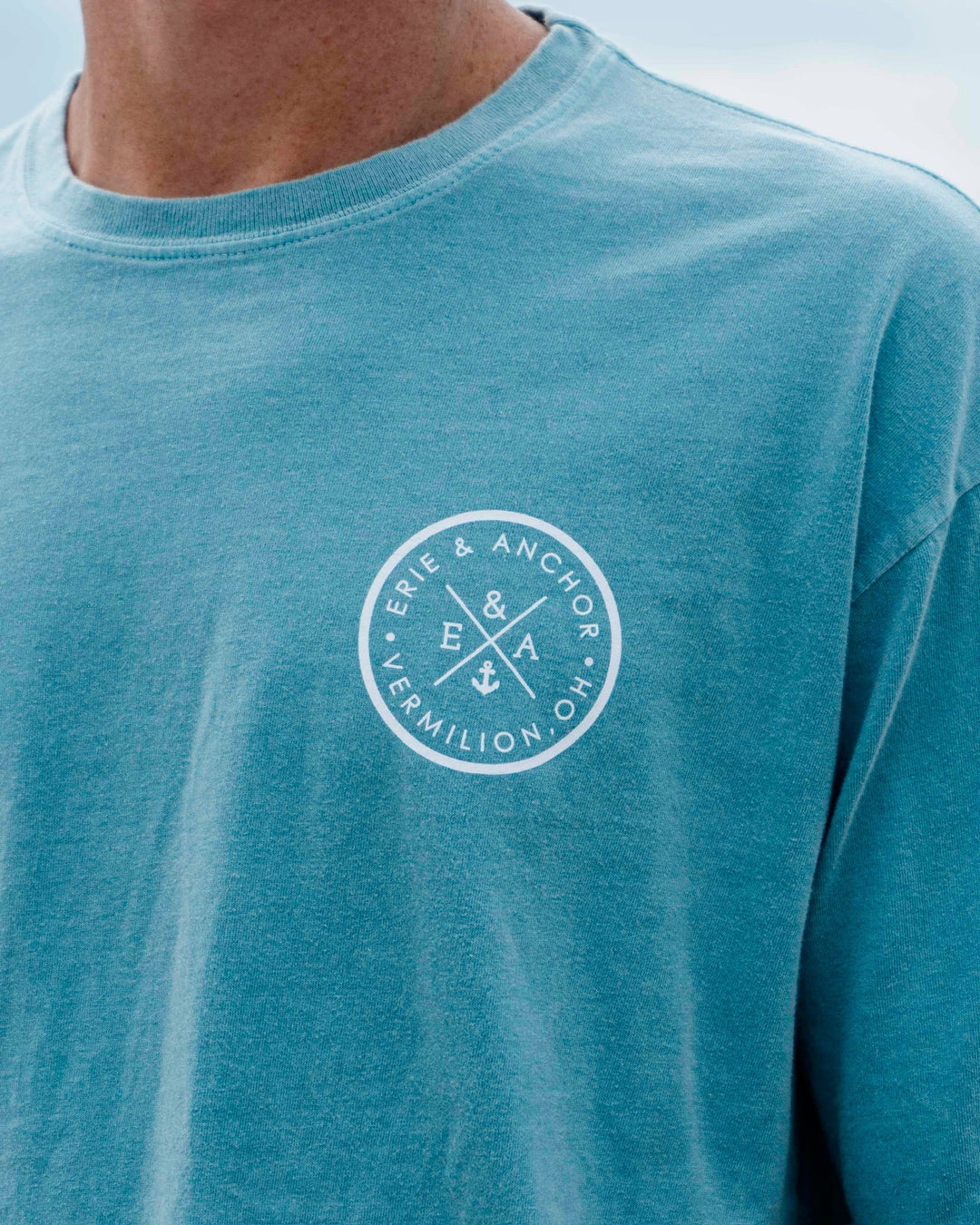 Unisex Signature Anchor Short Sleeve Tee- Pacific Blue