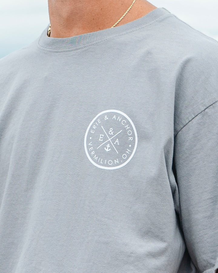 Unisex Signature Anchor Short Sleeve Tee- Steel Gray