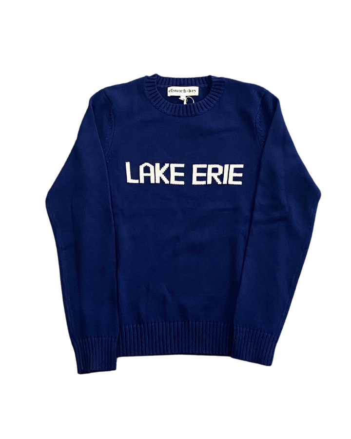 Women's Knit Lake Erie Sweater- Navy/Ivory