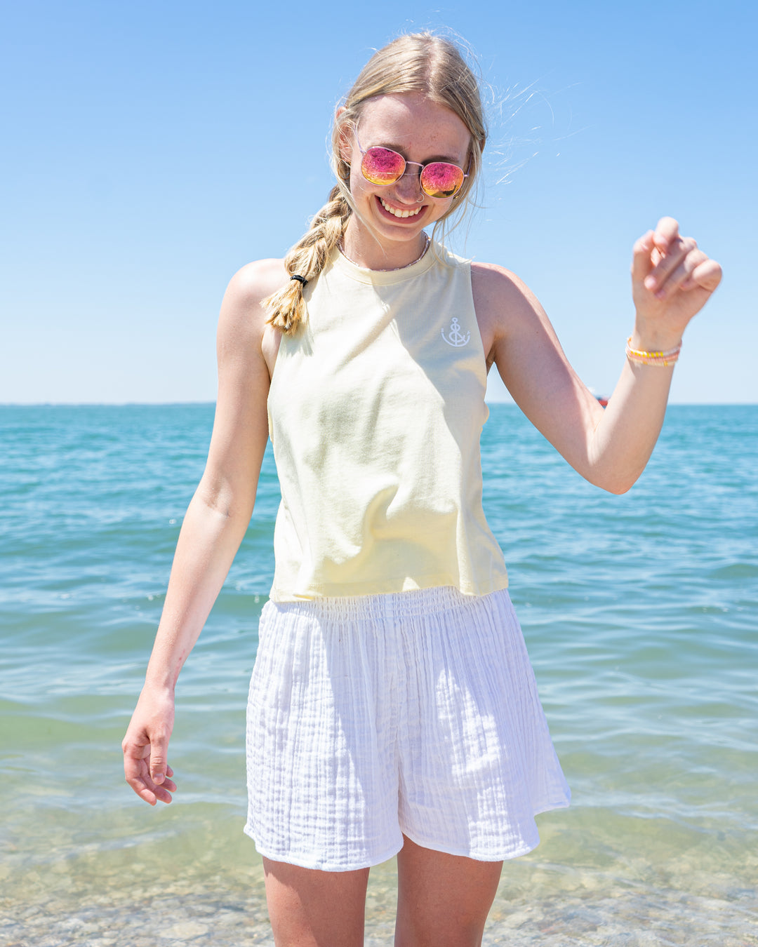 Anchor Women’s Racerback Tank- Pale Yellow