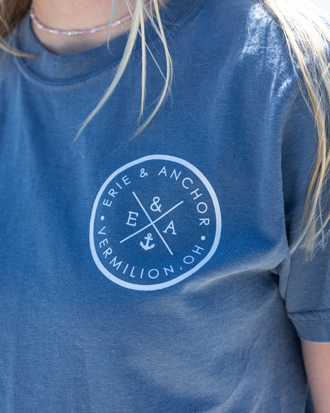 Unisex Signature Anchor Short Sleeve Tee- Lake Blue