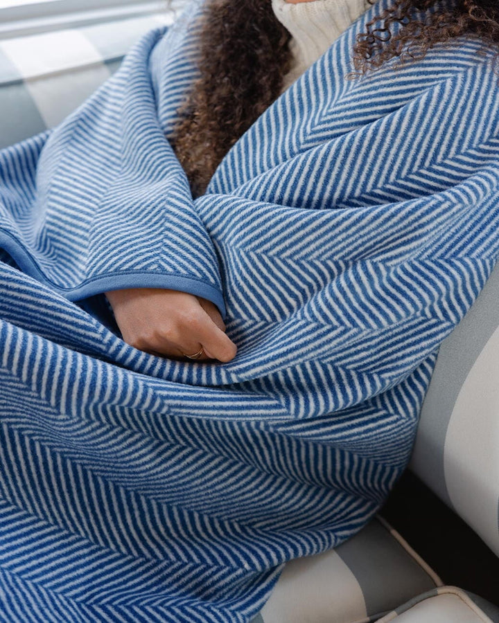 ChappyWrap Blanket- Harborview Herringbone Light Blue